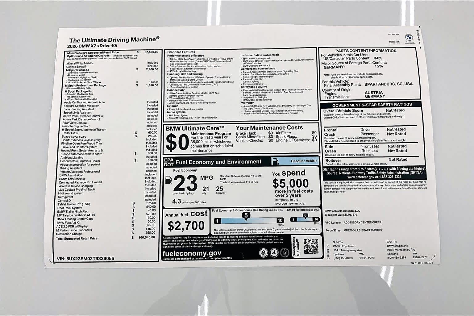 2026 BMW X7 xDrive40i xDrive40i