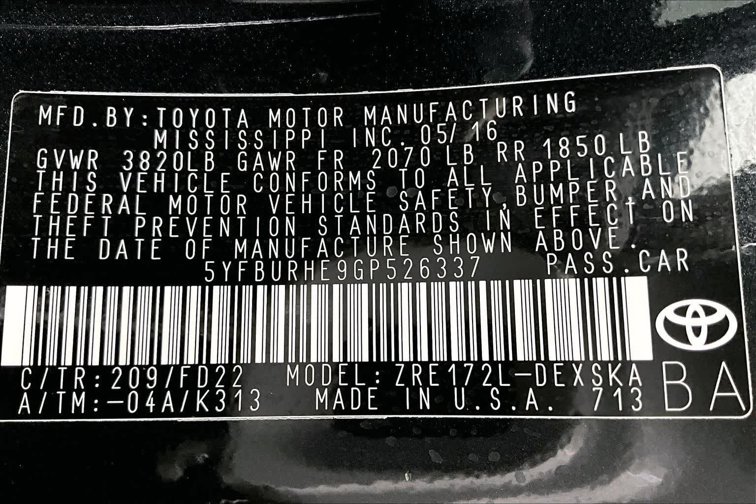 2016 Toyota Corolla S