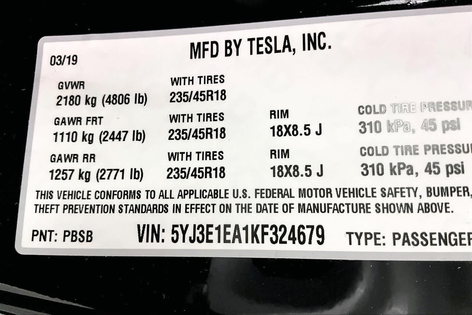2019 Tesla Model 3 Base